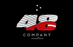 48 Nummer Logo mit rot Weiß Linien und Punkte. korporativ kreativ Vorlage Design zum Geschäft und Unternehmen vektor