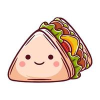 kawaii Sandwich Vektor Illustration mit Smiley Gesicht