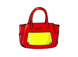 röd och gul hand dragen tecknad serie väska vektor