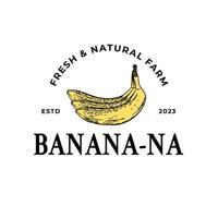 Hand gezeichnet Banane Obst Logo. Vektor Abbildungen zum Essen und trinken, Restaurant und Bar, Speisekarte, Obst Markt.