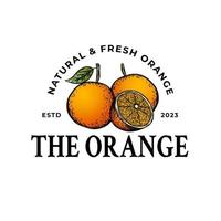 hälsosam mogen grapefrukt eller orange frukt bricka. färsk och gott. retro stiliserade frukt ikon vektor
