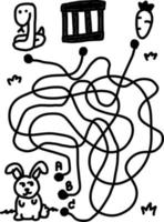 Vektor Illustration von Spiel Hilfe Hase zu Karotte