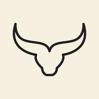 Stier Hörner Logo Langhörner Jahrgang Linie Stil Vektor Illustration Symbol Design Vorlage