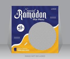 Besondere Ramadan Essen Speisekarte Sozial Medien Post oder Netz Anzeigen Rabatt Angebot Banner Design Vorlage vektor