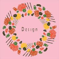 runden Rahmen mit Blumen, Kakteen und geometrisch Elemente auf ein Rosa Hintergrund. minimalistisch Vektor Design.