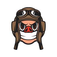 Schwein Pilot Maskottchen Logo Design vektor