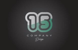 15 Grün grau Nummer Logo Symbol Design. kreativ Vorlage zum Unternehmen und Geschäft vektor