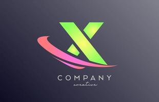 grön rosa x alfabet brev logotyp ikon med susa. kreativ mall design för företag och företag vektor