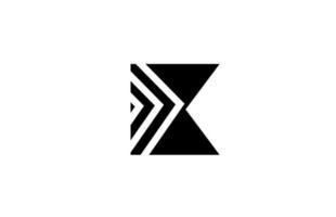 schwarz Weiß geometrisch k Alphabet Brief Logo Symbol Design. kreativ Vorlage zum Unternehmen und Geschäft vektor
