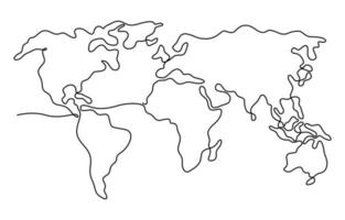 ett stroke konst värld Karta vektor