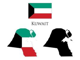 kuwait flagga och Karta vektor