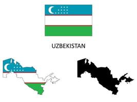 Usbekistan Flagge und Karte Illustration Vektor