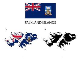 Falkland Inseln Flagge und Karte Illustration Vektor