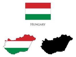Ungarn Flagge und Karte Illustration Vektor