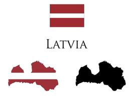 lettland flagga och Karta vektor