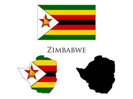zimbabwe flagga och Karta vektor illustration
