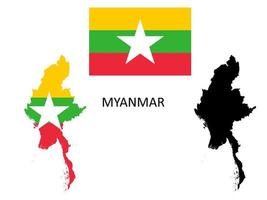 Myanmar Flagge und Karte Illustration Vektor