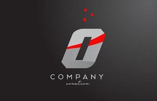 grå röd prickar o alfabet djärv brev logotyp. kreativ mall design för företag och företag vektor