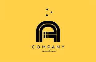 en gul svart alfabet brev logotyp med rader och prickar. företags- kreativ mall design för företag och företag vektor