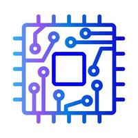 mikrochip processor lutning ikon. vektor symbol av chip teknologi. elektronisk digital kärna komponent. cpu logotyp