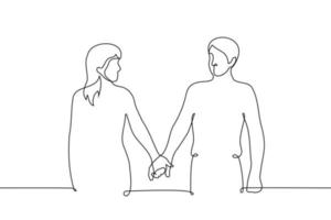 Frau halten des Mannes Hand - - einer Linie Zeichnung. Konzept Dominant Frau, Frau führt, Beziehung vektor