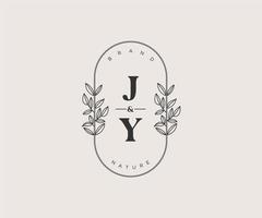 Initiale jy Briefe schön Blumen- feminin editierbar vorgefertigt Monoline Logo geeignet zum Spa Salon Haut Haar Schönheit Boutique und kosmetisch Unternehmen. vektor