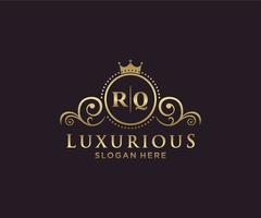 Royal Luxury Logo-Vorlage mit anfänglichem rq-Buchstaben in Vektorgrafiken für Restaurant, Lizenzgebühren, Boutique, Café, Hotel, Heraldik, Schmuck, Mode und andere Vektorillustrationen. vektor