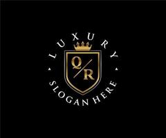 första qr brev kunglig lyx logotyp mall i vektor konst för restaurang, kungligheter, boutique, Kafé, hotell, heraldisk, Smycken, mode och Övrig vektor illustration.