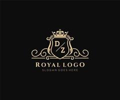 Initiale dz Brief luxuriös Marke Logo Vorlage, zum Restaurant, Königtum, Boutique, Cafe, Hotel, heraldisch, Schmuck, Mode und andere Vektor Illustration.