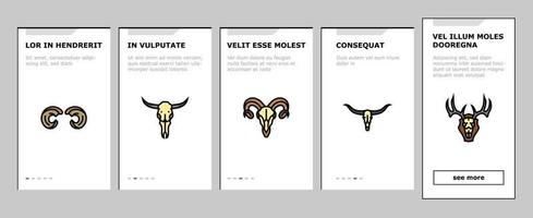 Horn Tier Tierwelt Natur Onboarding Symbole einstellen Vektor