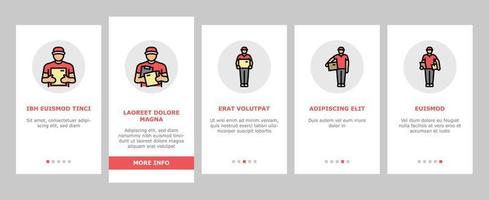 kurir leverans service frakt onboarding ikoner uppsättning vektor