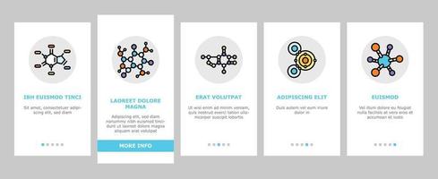 molekular Wissenschaft Chemie Atom Onboarding Symbole einstellen Vektor