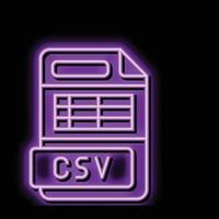 csv Datei Format dokumentieren Neon- glühen Symbol Illustration vektor