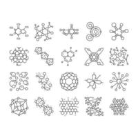 molekular Wissenschaft Chemie Atom Symbole einstellen Vektor