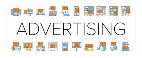 reklam media företag ikoner uppsättning vektor