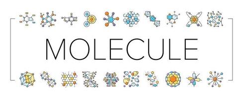 molekular Wissenschaft Chemie Atom Symbole einstellen Vektor