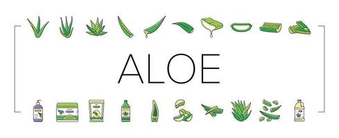 aloe vera natur grön vård ikoner uppsättning vektor