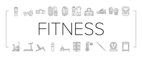 Fitness Sport Fitnessstudio gesund Symbole einstellen Vektor