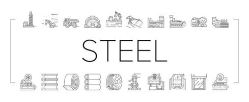 stål produktion industri metall ikoner uppsättning vektor