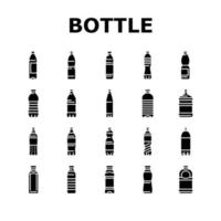Flasche Plastik Wasser trinken leeren Symbole einstellen Vektor