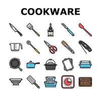 kokkärl kök matlagning mat ikoner uppsättning vektor