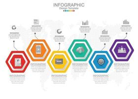 Vektor-Infografik-Vorlage mit sechs Optionen und Symbolen. vektor