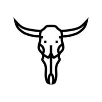 skalle ko horn djur- linje ikon vektor illustration