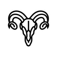 Schädel RAM Horn Tier Linie Symbol Vektor Illustration