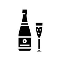 Champagner trinken Flasche Glyphe Symbol Vektor Illustration