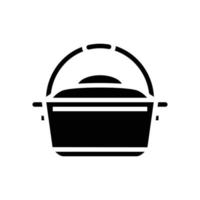 Besetzung Eisen Niederländisch Ofen Küche Kochgeschirr Glyphe Symbol Vektor Illustration