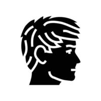eckig Franse Frisur männlich Glyphe Symbol Vektor Illustration