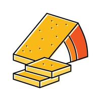 schwer Käse Essen Scheibe Farbe Symbol Vektor Illustration