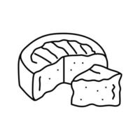 Camembert Käse Essen Scheibe Linie Symbol Vektor Illustration