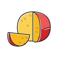 Edamer Käse Essen Scheibe Farbe Symbol Vektor Illustration